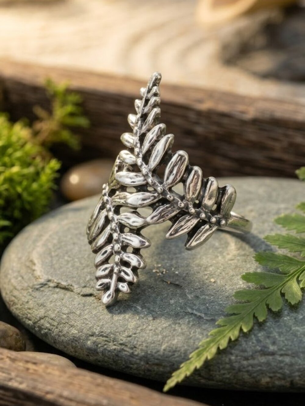 Olive Leaf Wrap Ring Adjustable Antique Silver Boho Nature Mediterranean Sz 6-9